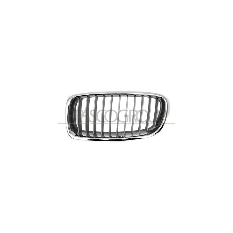 GRILLE GAUCHE PEINTE GRIS ARGENT AVEC GARNITURE CHROMÉE MOD.MODERN L
